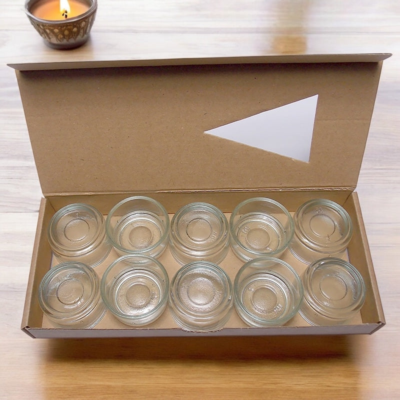 Eubiona - 10 supports bougies chauffe-plat en verre 20 x 35 mm 10 pièces