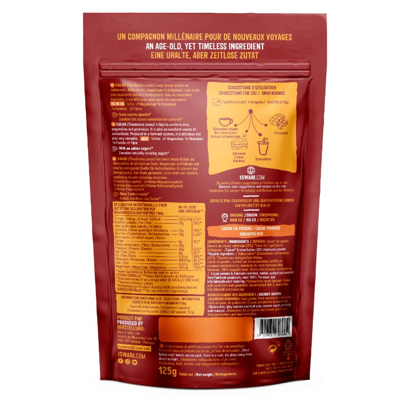 Iswari - Cacao cru en poudre BIO 125g