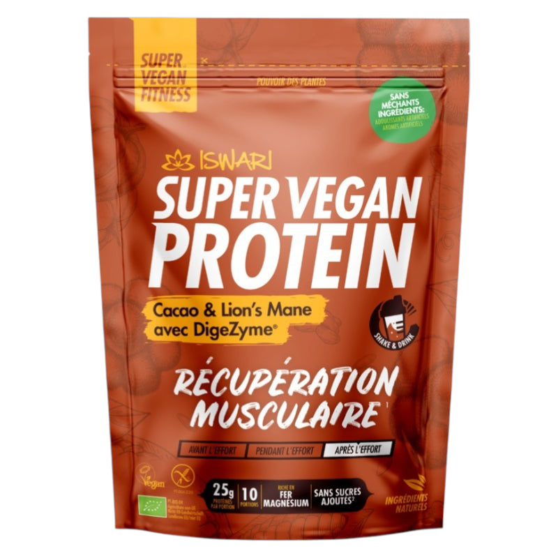 Iswari - Protéines super vegan cacao hydne hérisson BIO 400g