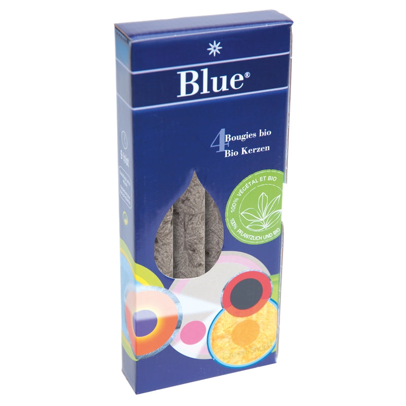 Blue - 4 graue Kerzen aus Bio-Stearin 2 x 20 cm