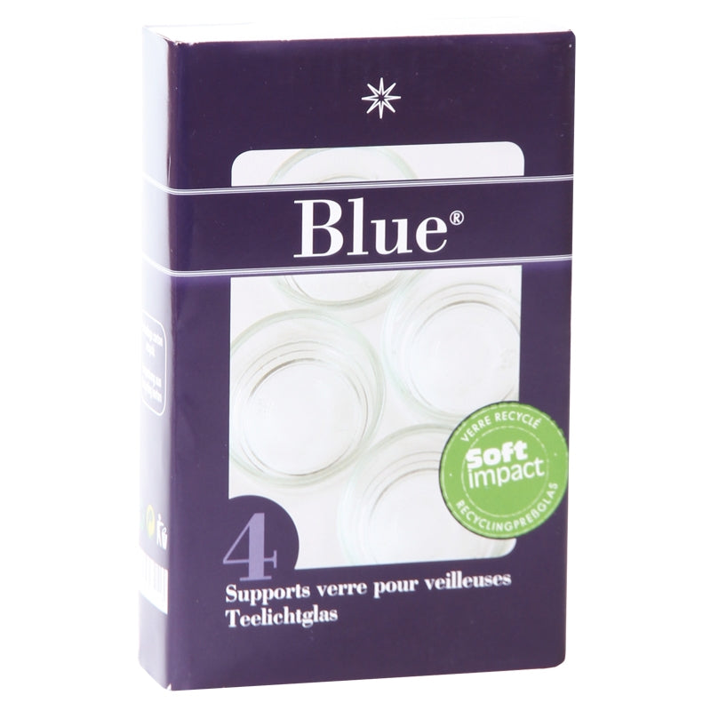 Blue - 4 Glashalter für Teelichter 2,5 x 3,5 cm
