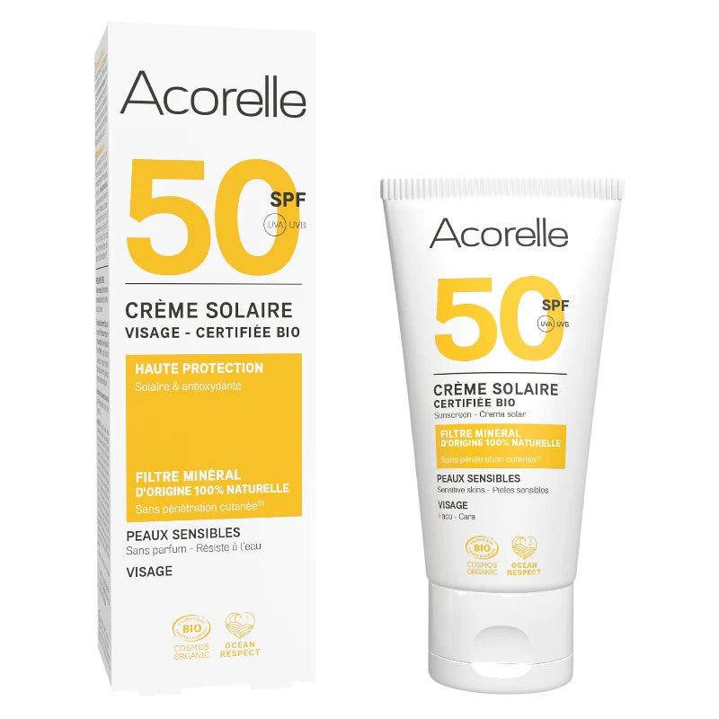Acorelle - Bio-Gesichts-Sonnencreme LSF 50 empfindliche Haut 50ml