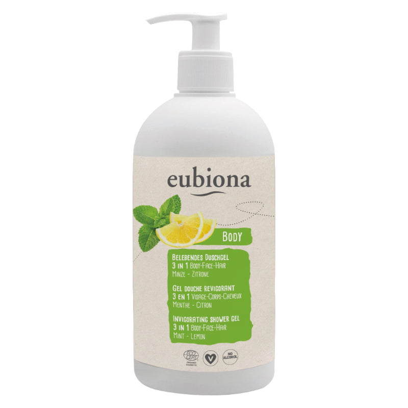 Eubiona - Gel douche revigorant 3 en 1 menthe & citron BIO 500ml
