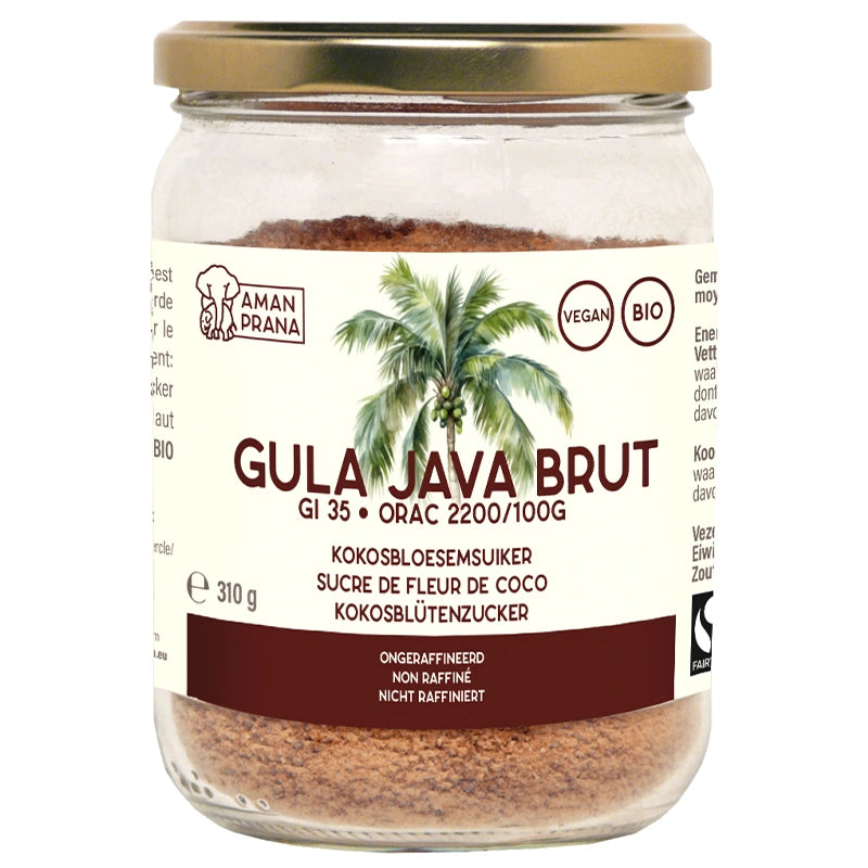 Aman Prana - Sucre de fleur de noix de coco brut BIO Gula Java Brut 310g