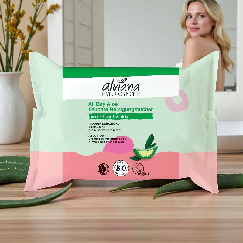 Alviana - Lingettes nettoyantes all day aloe vera 25 pièces