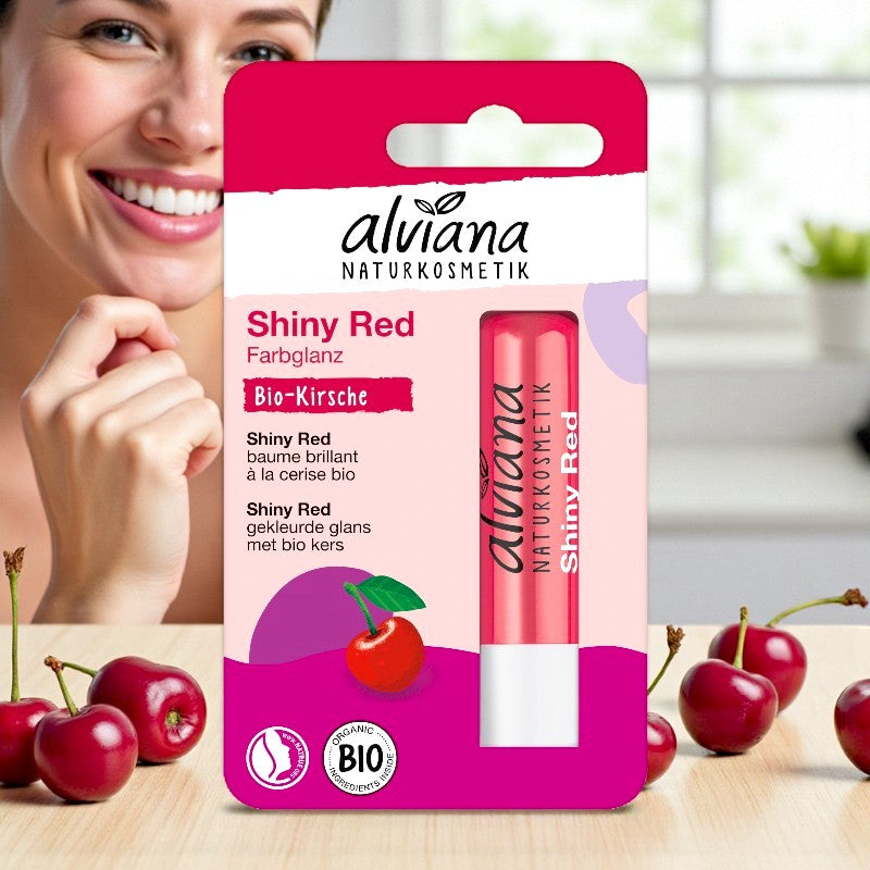 Alviana - Baume à lèvres shiny red cerise BIO 4,5g