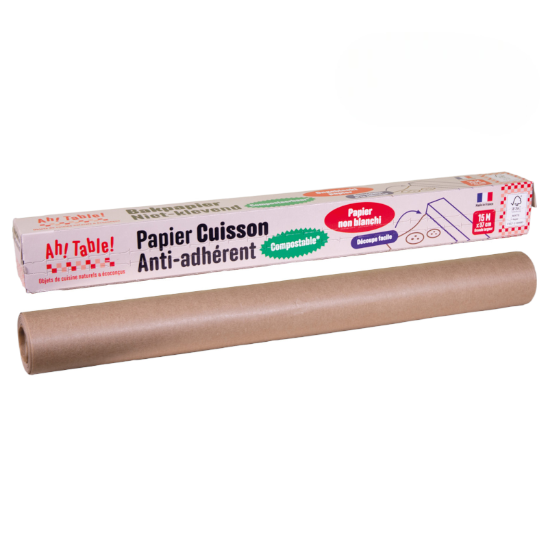 Ah Table ! - Papier cuisson anti-adhérent brun non blanchi 37 cm