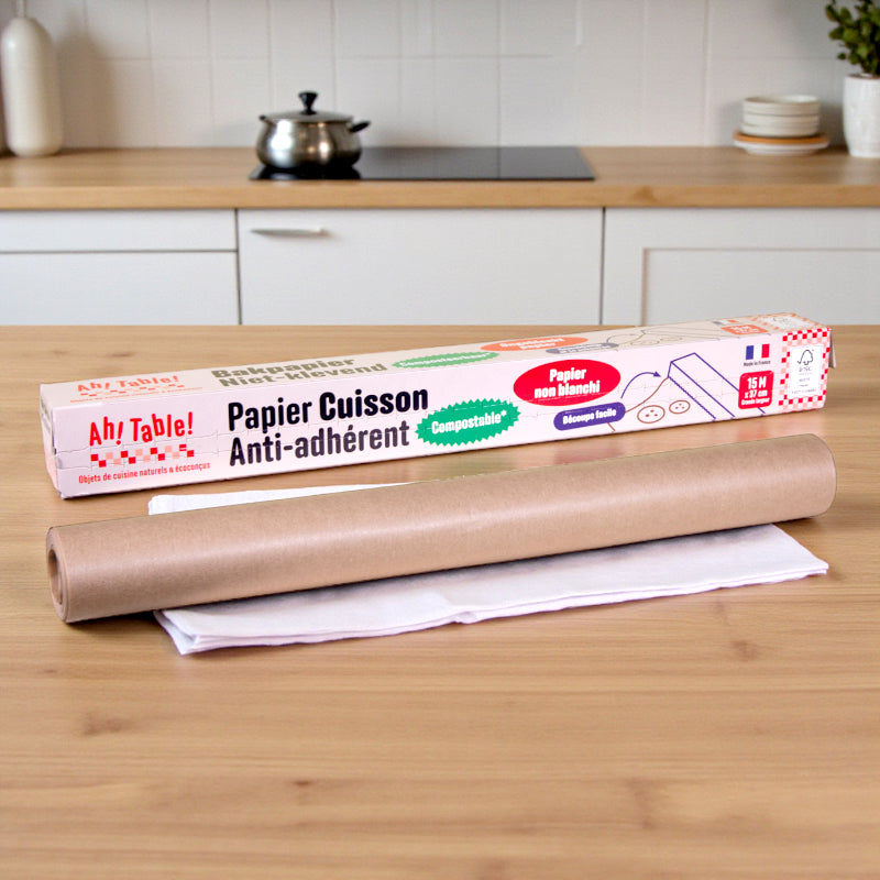 Ah Table ! - Papier cuisson anti-adhérent brun non blanchi 37 cm