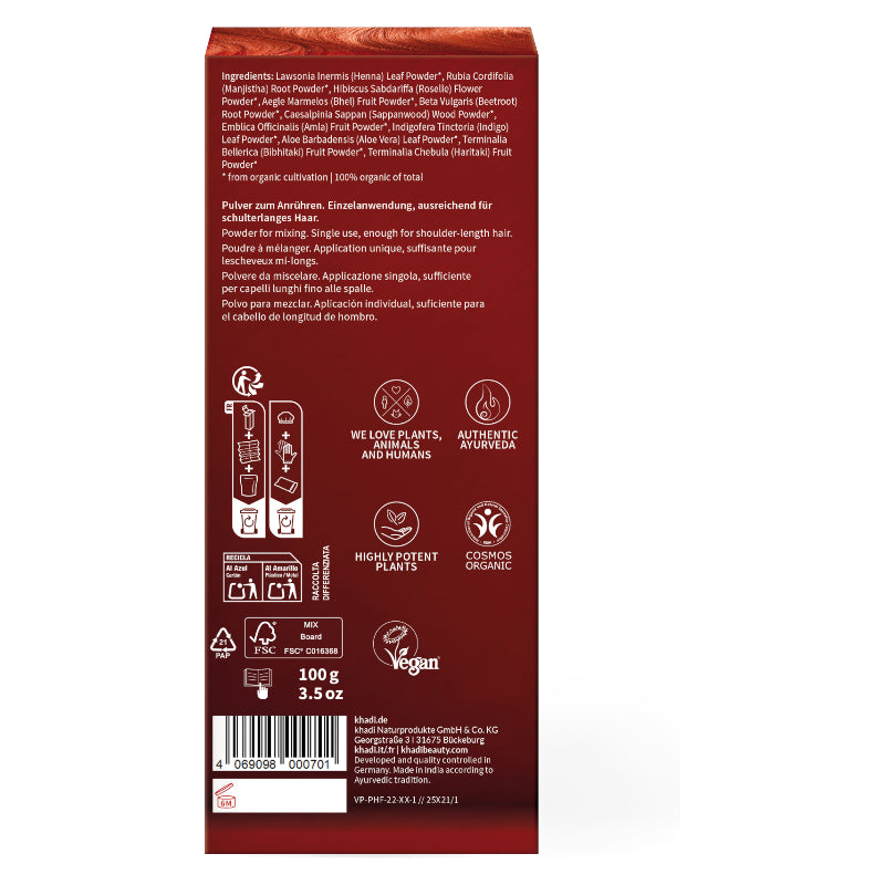Khadi - Pflanzenhaarfarbe Apéro Red BIO 100g