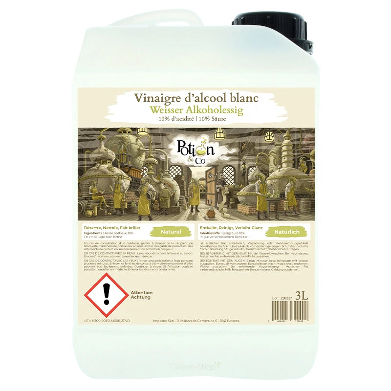 Vinaigre d'alcool blanc naturel 10° - 3 L - Potion & Co
