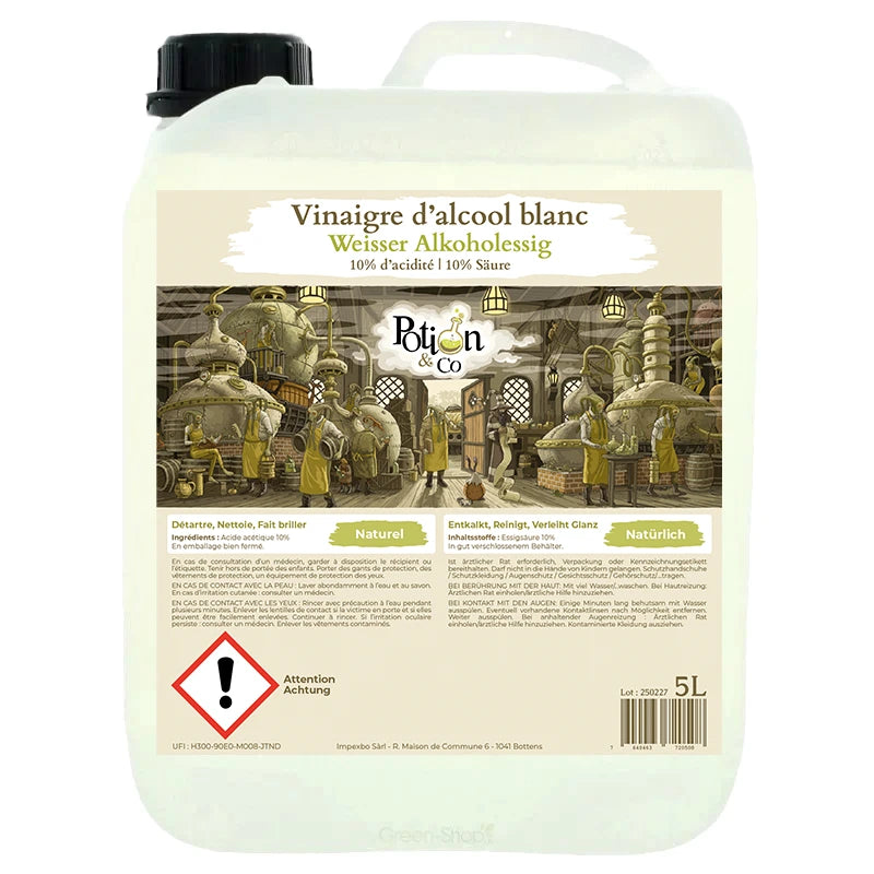 Vinaigre d'alcool blanc naturel 10° - 5 L - Potion & Co
