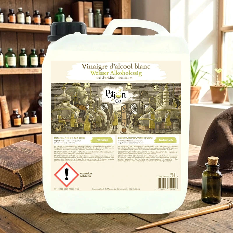 Natürlicher weisser Alkoholessig 10° - 5 L - Potion & Co