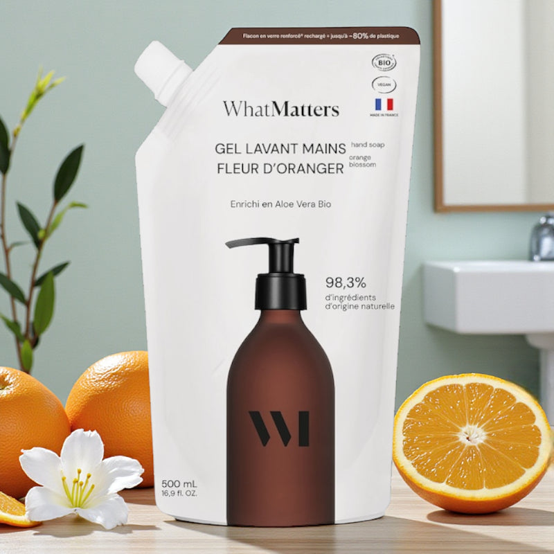 Ökologische Nachfüllpackung für Bio-Orangenblüten-Handwaschgel - 500 ml - What Matters