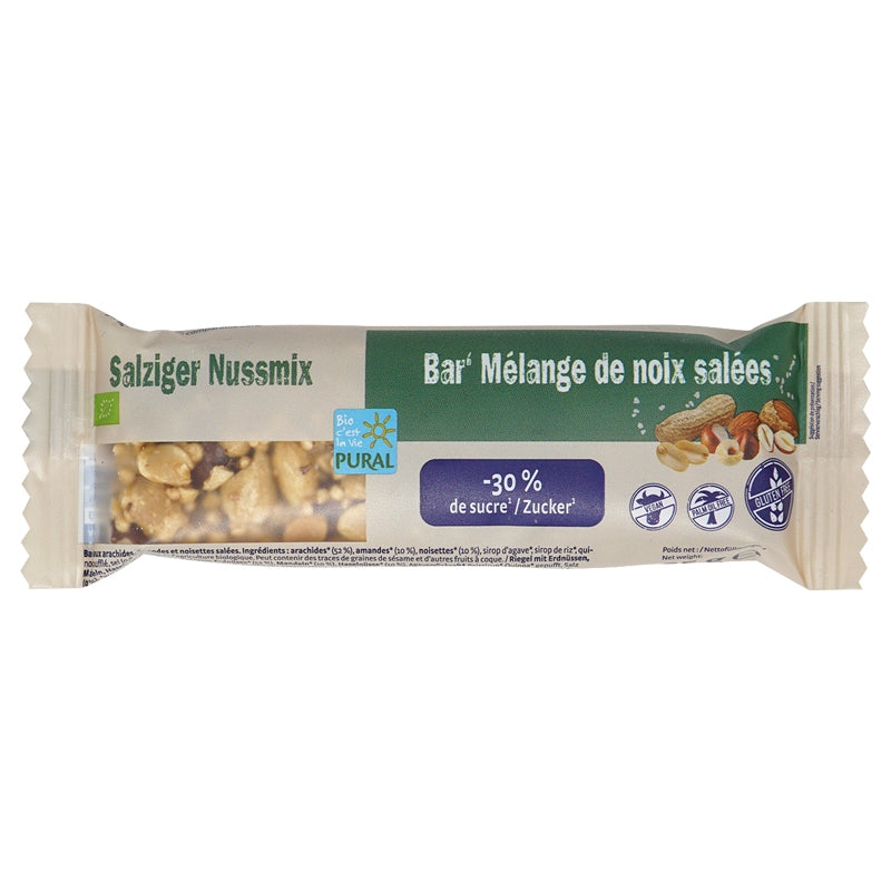 Barre au mélange de noix salées allégée en sucre BIO