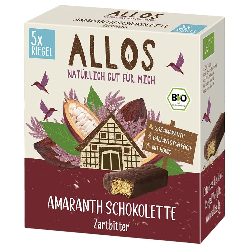 Allos - Barres d'amarante au chocolat noir BIO 140g