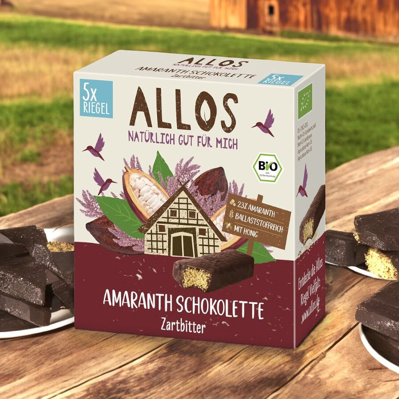 Allos - Barres d'amarante au chocolat noir BIO 140g