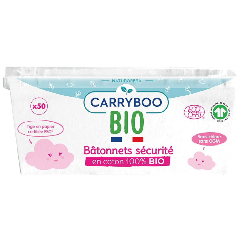 Carryboo - Bâtonnets sécurité en coton BIO 50 pièces
