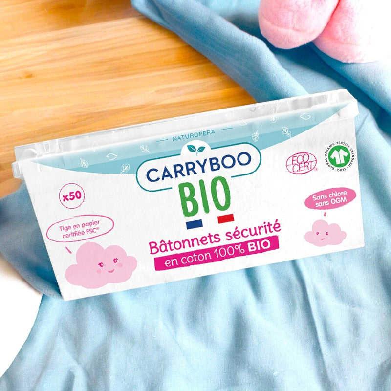 Carryboo - Bâtonnets sécurité en coton BIO 50 pièces
