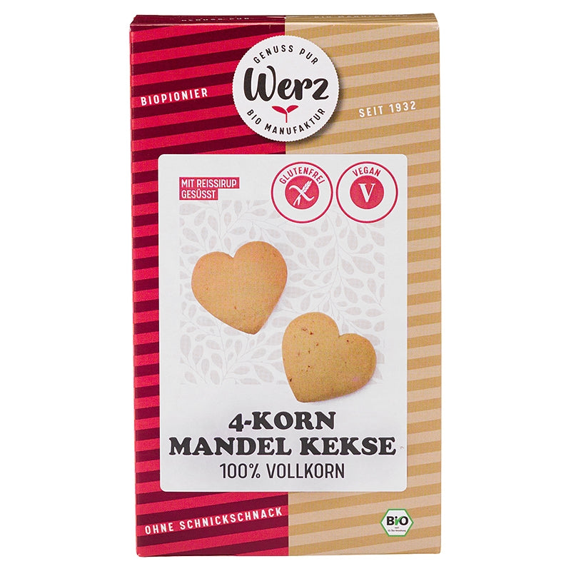 Vollkornkekse mit 4 Getreidesorten und Bio-Mandeln - 150 g - Werz