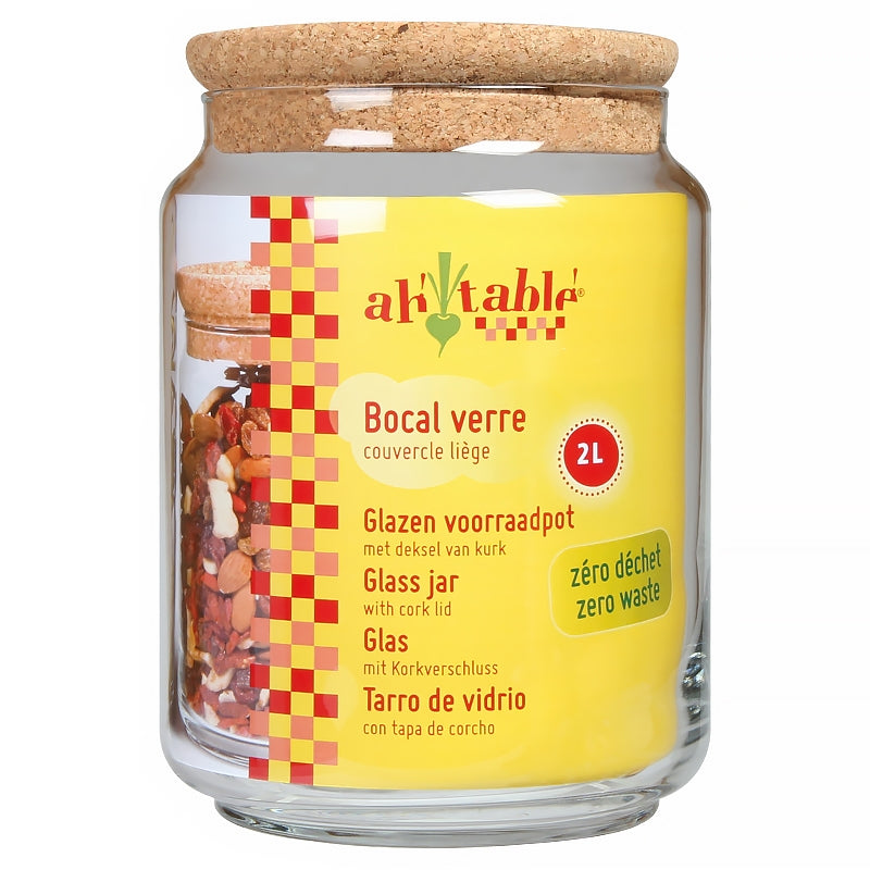 Ah Table ! - Bocal en verre 2 L couvercle liège empilable
