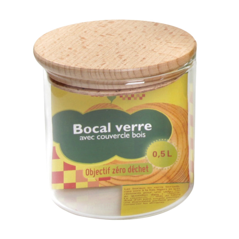 Ah Table ! - Bocal en verre 500 ml couvercle bois hermétique