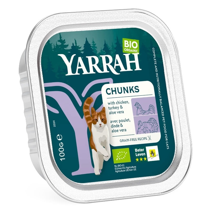 Bouchées poulet & dinde en sauce avec aloe vera pour chat BIO
