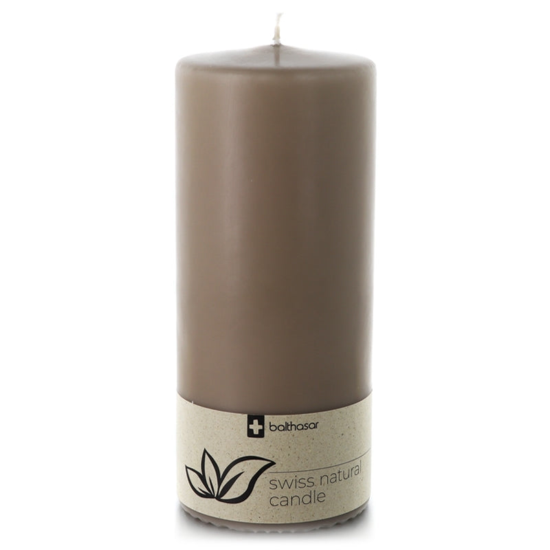 Balthasar - Bougie cylindrique taupe en stéarine végétale 60 x 120 mm