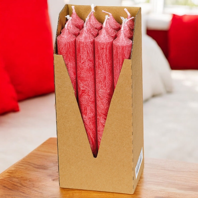 Eubiona - Bougies chandeliers rouges en stéarine BIO 22 x 210 mm 12 pcs 12 pièces