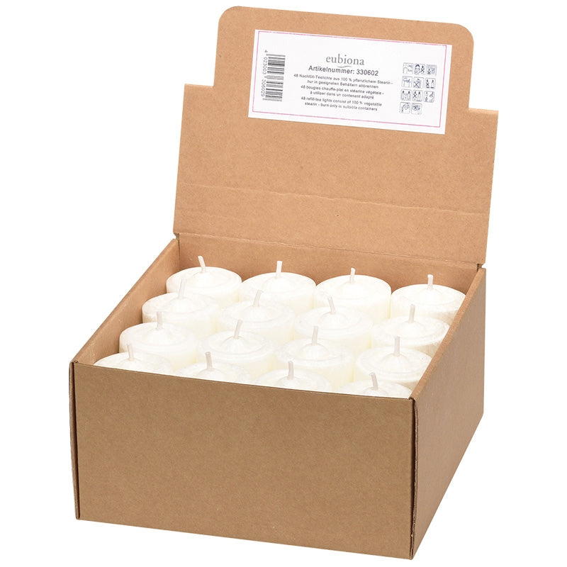 Eubiona - Bougies chauffe-plat sans support en stéarine BIO 20 x 35 mm 48 pcs 48 pièces