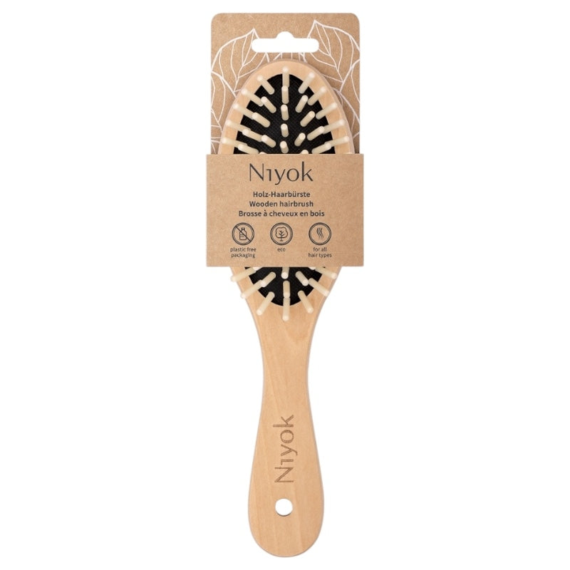 Brosse à cheveux avec picots en bois
