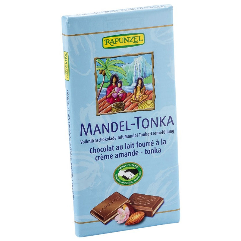 Chocolat au lait fourré à la crème d'amande et tonka BIO
