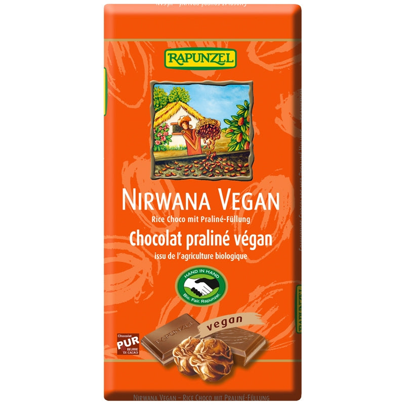 Chocolat vegan fourré au praliné Nirwana BIO