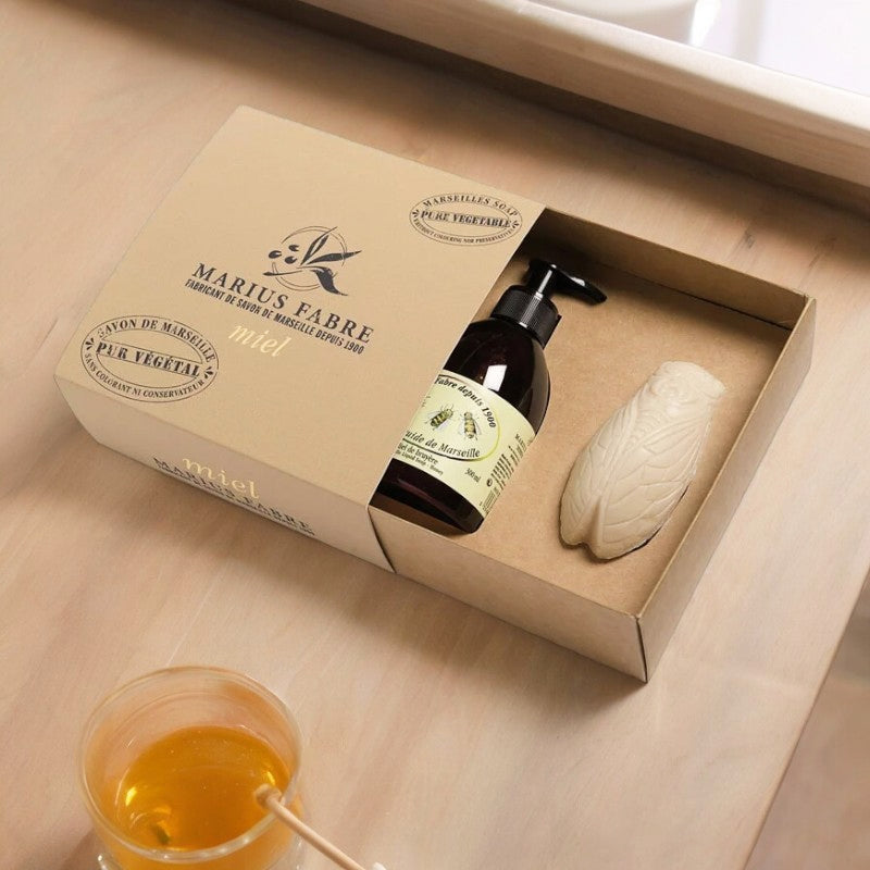 Coffret cadeau savon liquide & cigale au miel