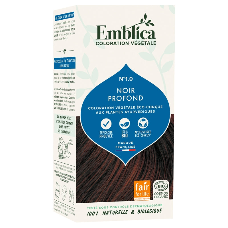 Emblica - Coloration végétale BIO N°1.0 noir profond 100g