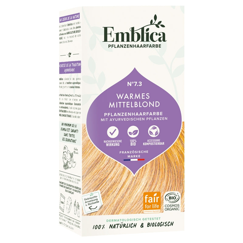 Emblica - Coloration végétale BIO N°7.3 blond ambré 100g