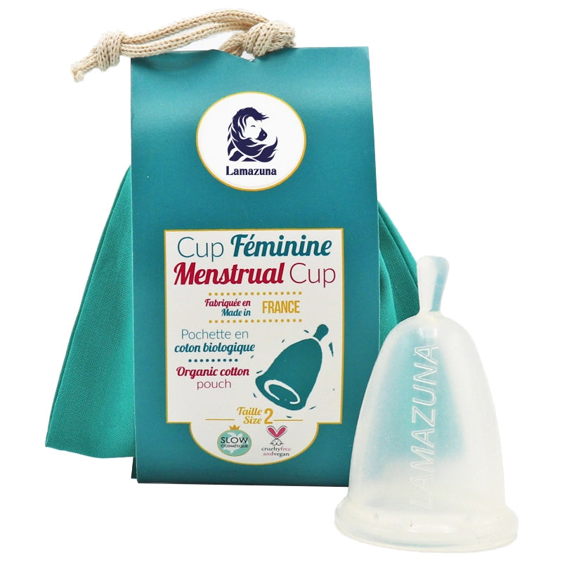 Menstruationstasse Lamazuna Grösse 2 - medizinisches Silikon, integrierte grüne Tasche
