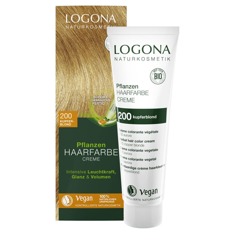 Crème colorante végétale BIO 200 blond cuivré Logona 150ml