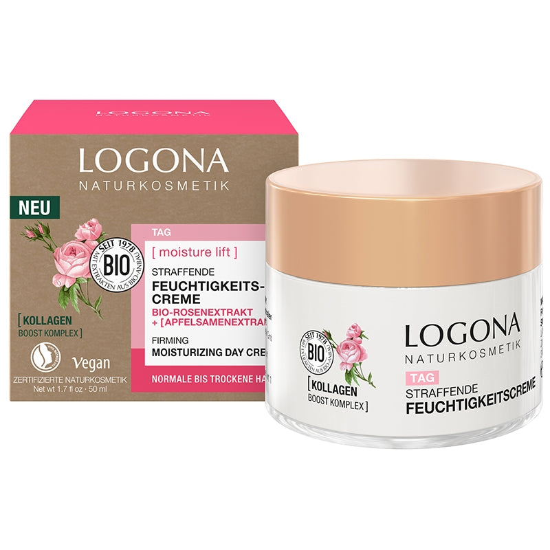 Feuchtigkeitsspendende und straffende Tagescreme mit Rose und Apfel BIO