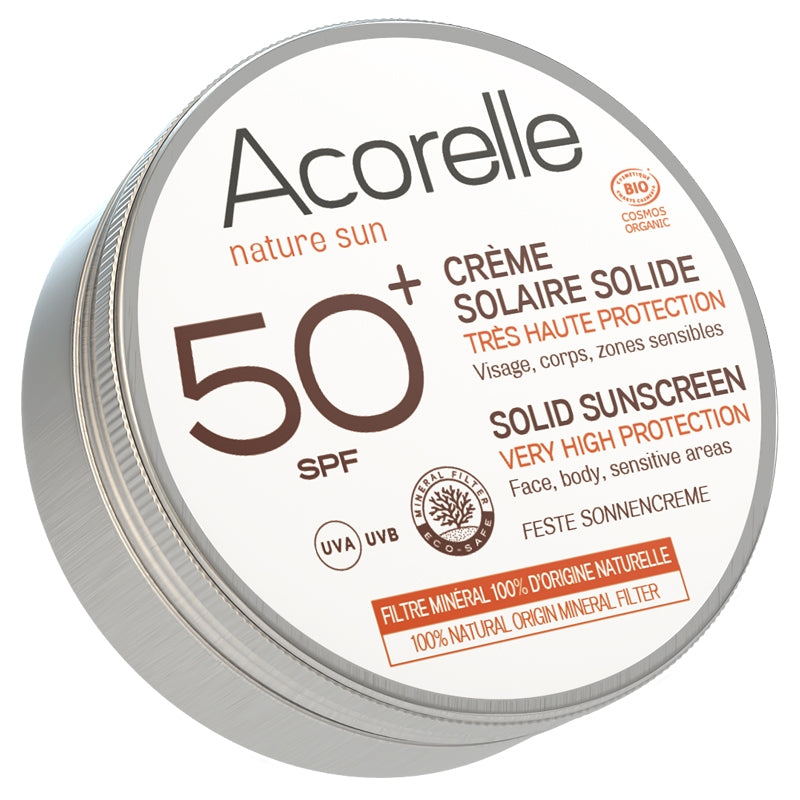 Acorelle - Crème solaire solide bio IP 50+ visage & corps karanja 30g