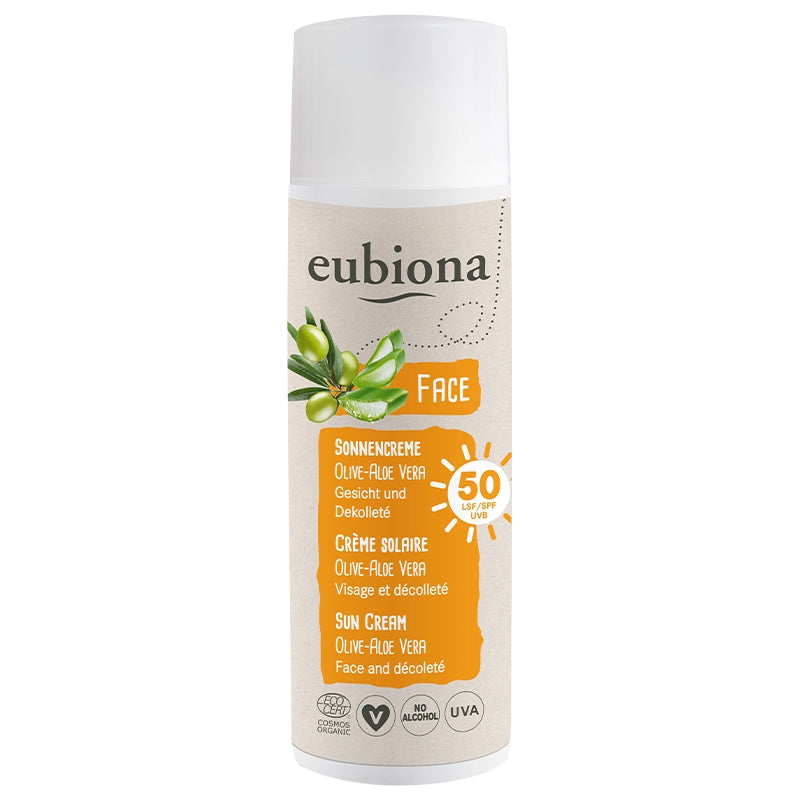 Eubiona - Crème solaire visage & décolleté BIO IP 50 olive & aloe vera 50ml