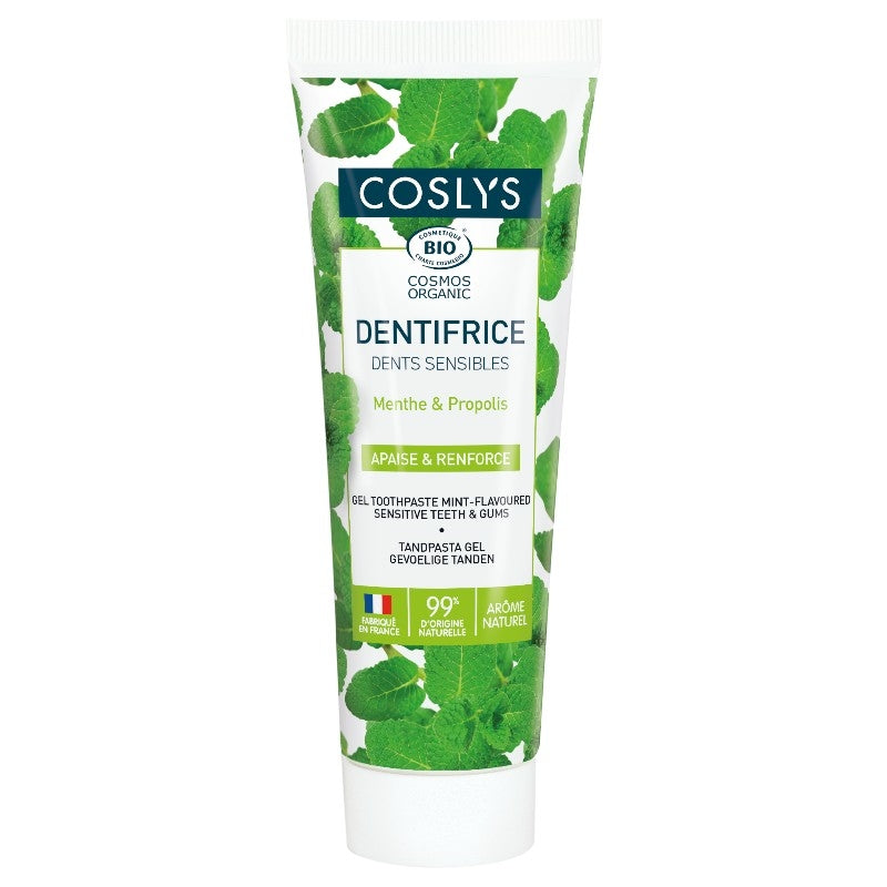 Coslys - Dentifrice dents sensibles BIO menthe & propolis sans fluor 75ml