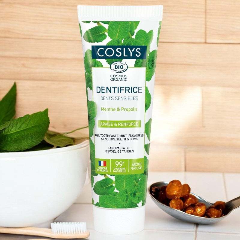 Coslys - Dentifrice dents sensibles BIO menthe & propolis sans fluor 75ml