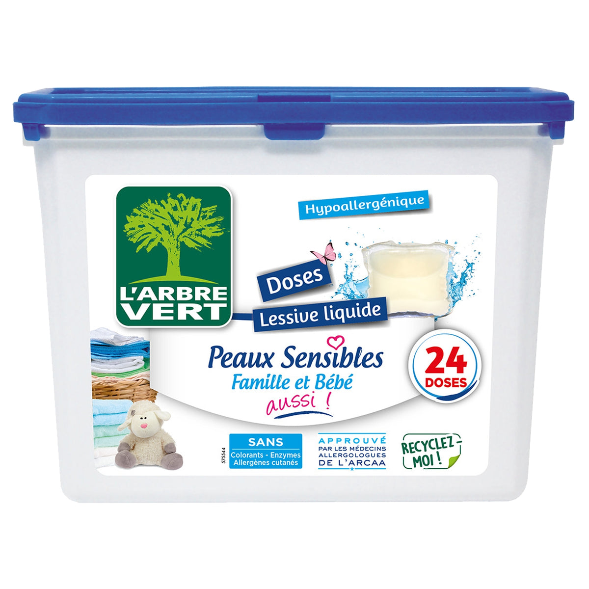 Doses lessive peau sensible 24 doses - L'Arbre Vert