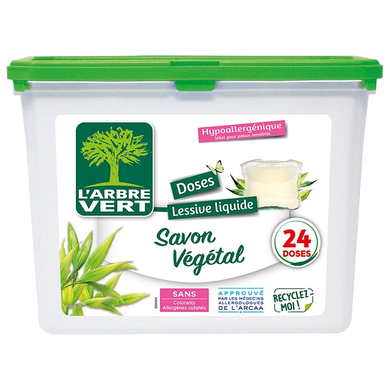 Doses lessive liquide savon végétal 24 doses - L'Arbre Vert