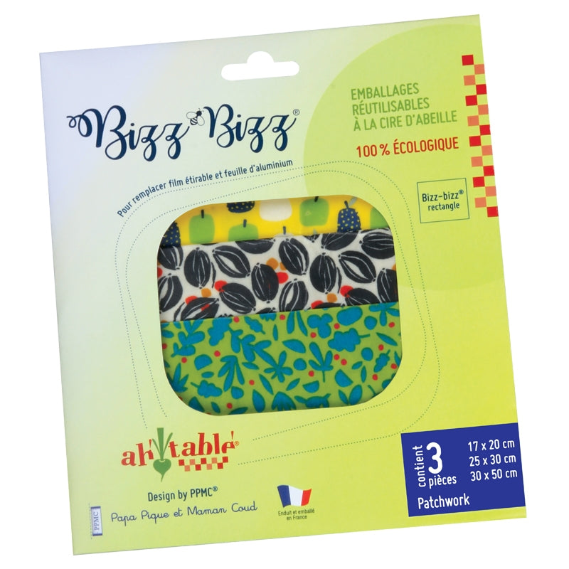 Ah Table ! - Emballages cire d'abeille patchwork 3 tailles (S/M/L)