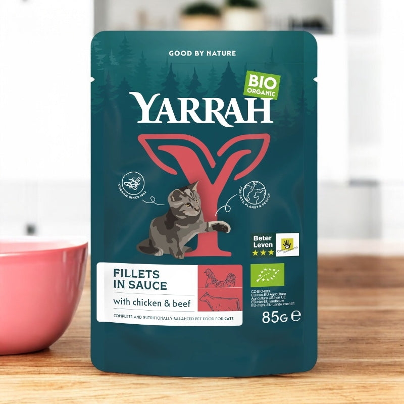 Bio-Rinderfilets in Soße für Katzen - 85 g - Yarrah