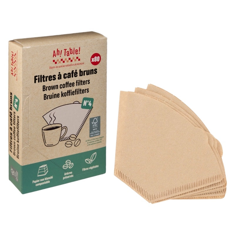 Ah Table ! - Filtres à café bruns n°4 en papier non blanchi (80 pièces)