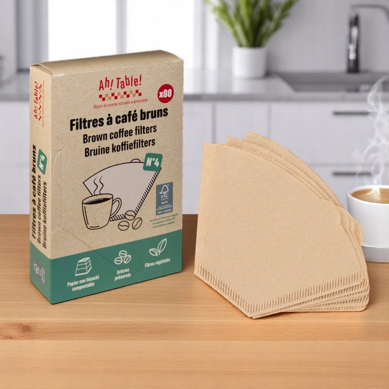 Ah Table ! - Filtres à café bruns n°4 en papier non blanchi (80 pièces)