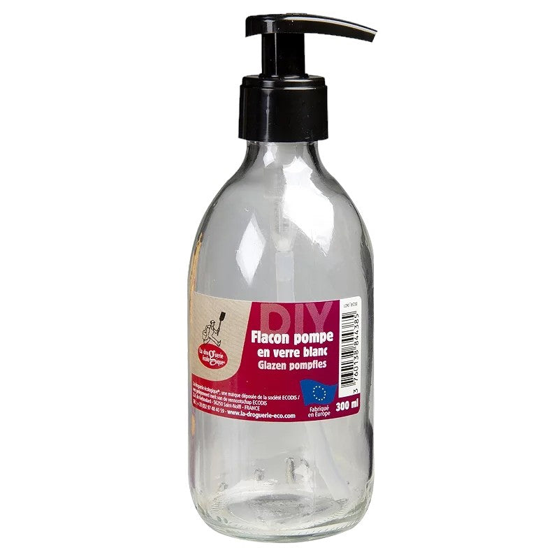 Flacon pompe en verre transparent 300ml
