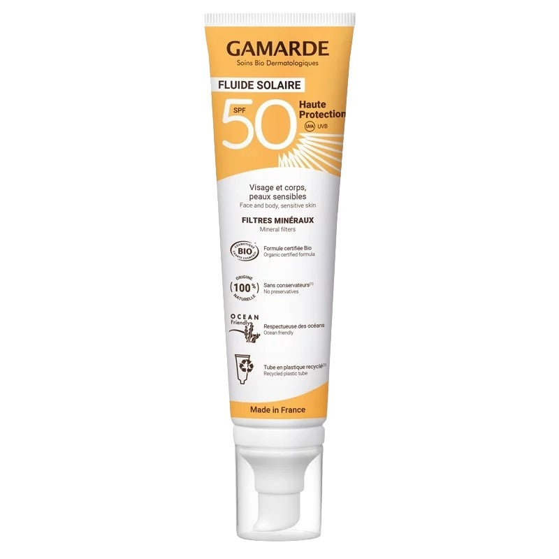 Gamarde - Fluide solaire BIO IP 50 - visage & corps - peaux sensibles - 100ml